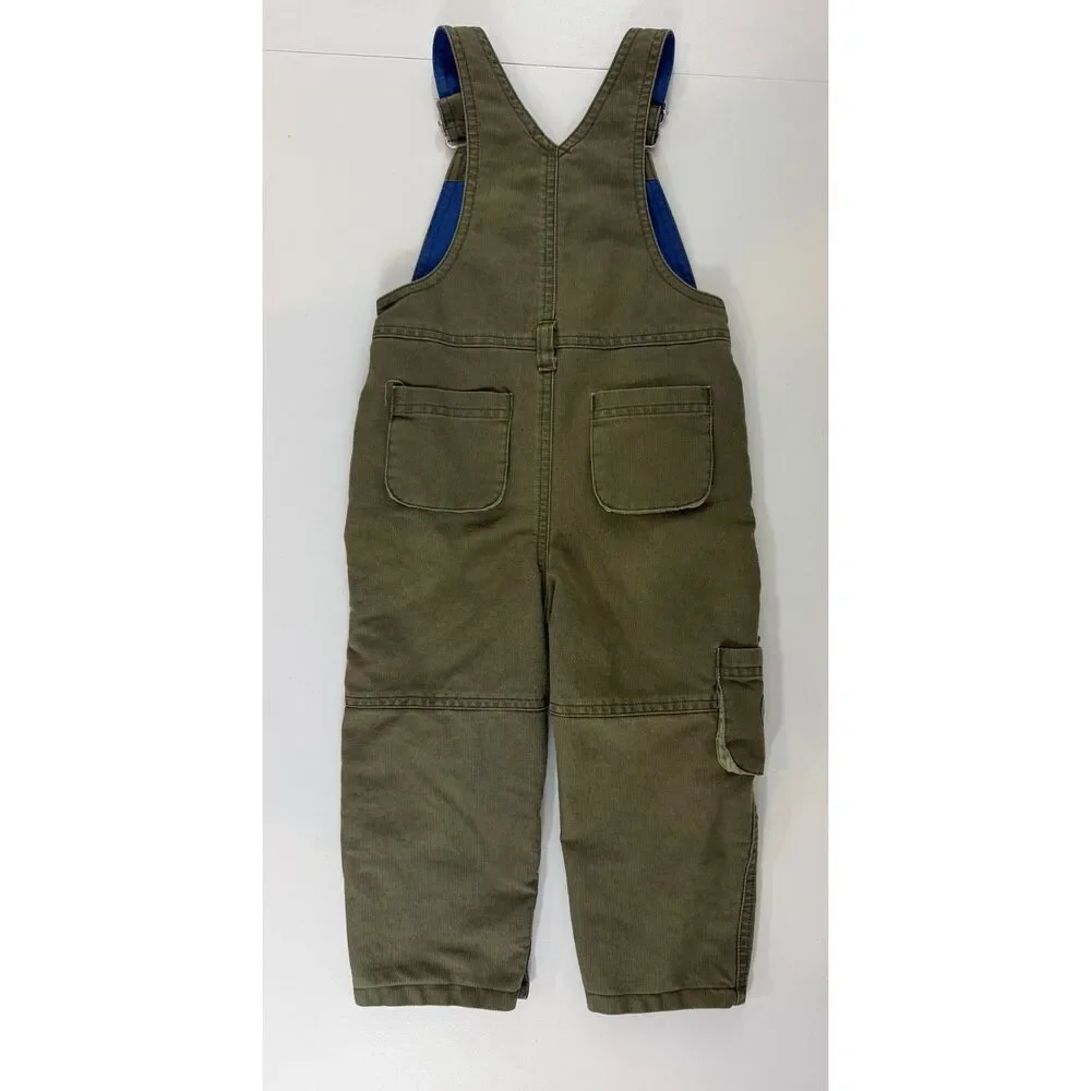 Gymboree Toddler Overalls Olive Green Lined Utility Carpenter Snap Leg 18-24 Mos